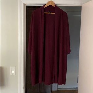 EUC Eileen Fisher Burgundy Cashmere Cardigan L/XL